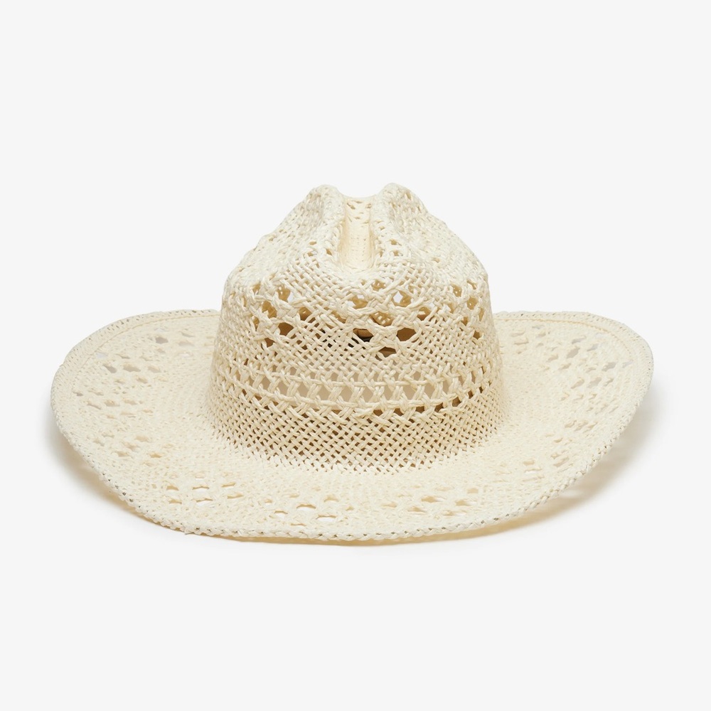 NWT WYETH Diego ivory white western open weave cowboy straw summer sun hat O/S